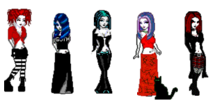 four goth girls with different outfits